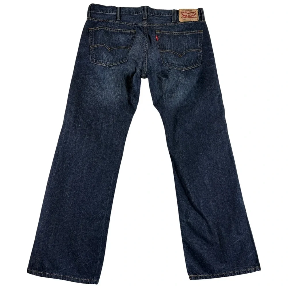 Levi's 527 Slim‎ Bootcut Jeans Mens 38x30 Blue Whiskering Denim Mid Rise Casual